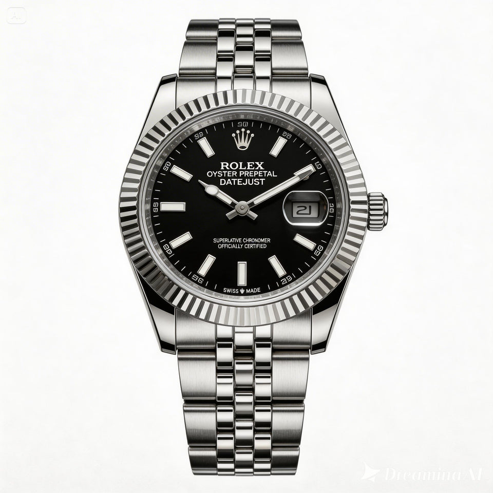 DATEJUST PLATA CON NEGRO AAA SÚPER 1.1