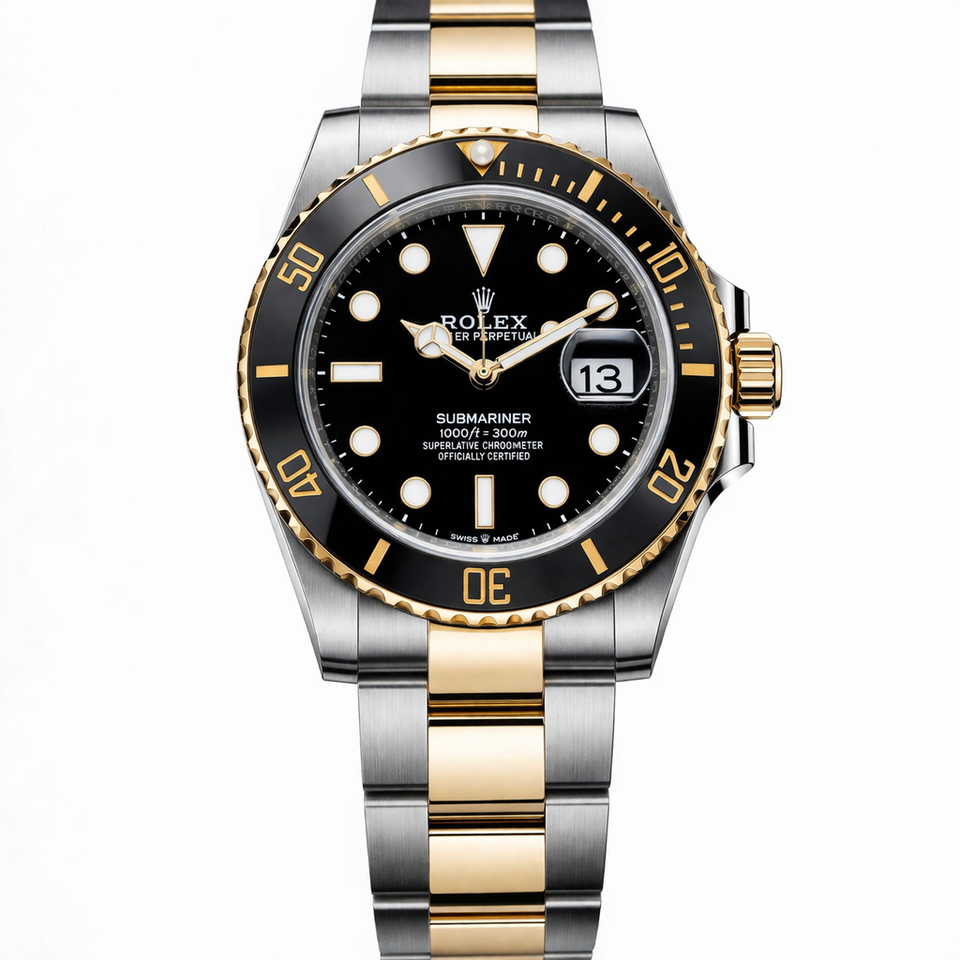 SUBMARINER PLATA Y ORO CON NEGRO AAA SÚPER 1.1