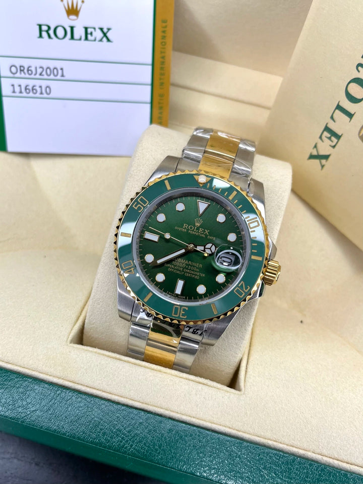 SUBMARINER PLATA Y ORO CON VERDE AAA SÚPER 1.1